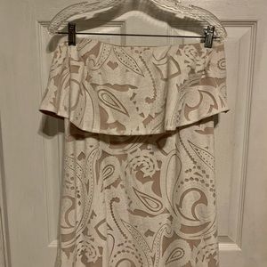 White ruffled lace overlay strapless mini dress